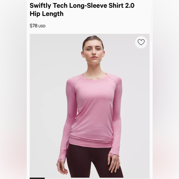 Lululemon NWT Swiftly Tech Long-Sleeve Shirt 2.0 Hip Length pink - Picture 1 of 4